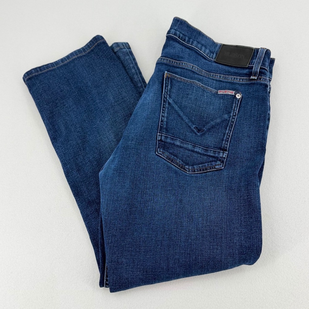 Hudson Byron Straight Leg Mens 38 Blue Denim Jeans Excellent